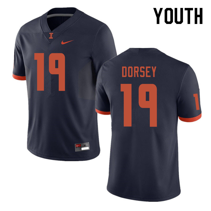 Youth #19 Lou Dorsey Illinois Fighting Illini College Football Jerseys Sale-Navy